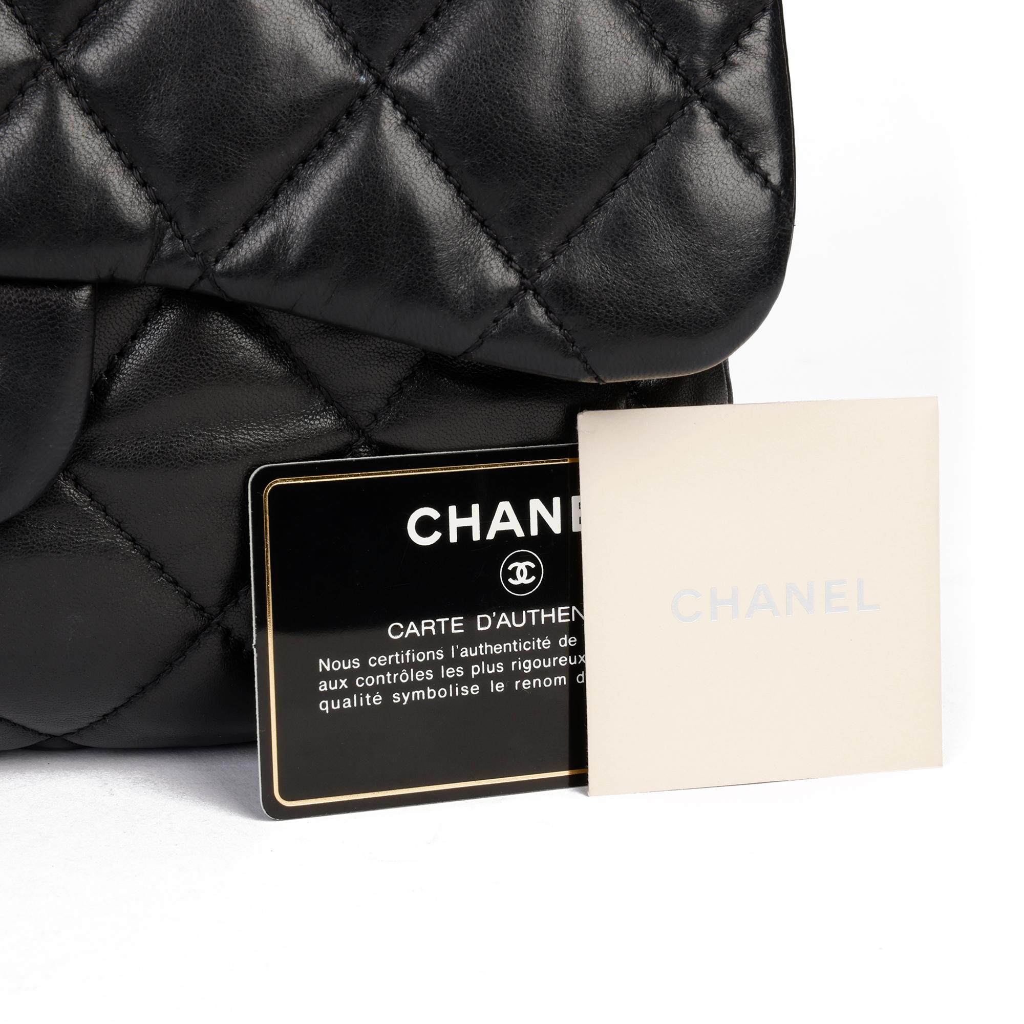 Chanel Black Quilted Lambskin Leather Triple Compartment Classic Single Flap Bag 9