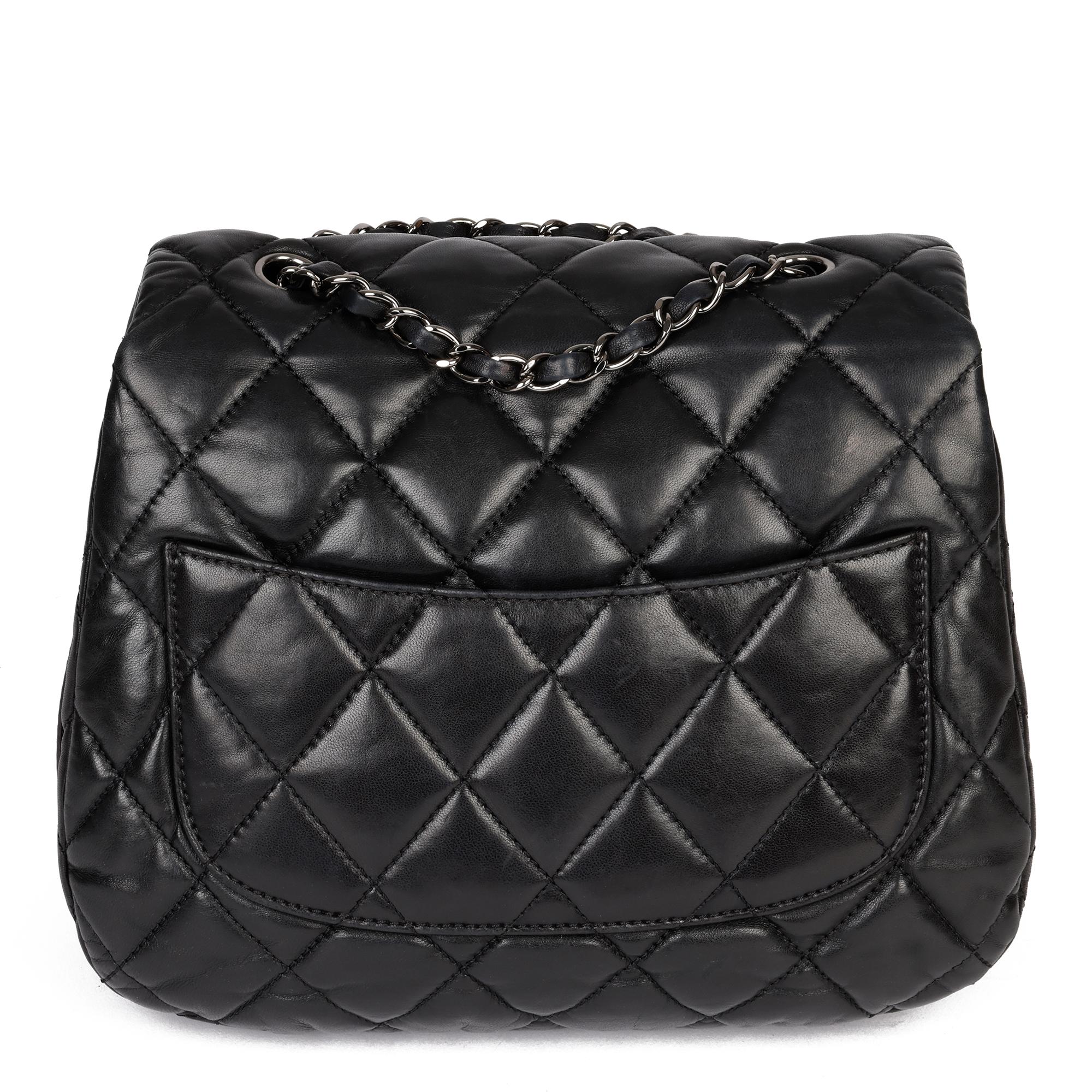 Chanel Black Quilted Lambskin Leather Triple Compartment Classic Single Flap Bag 1
