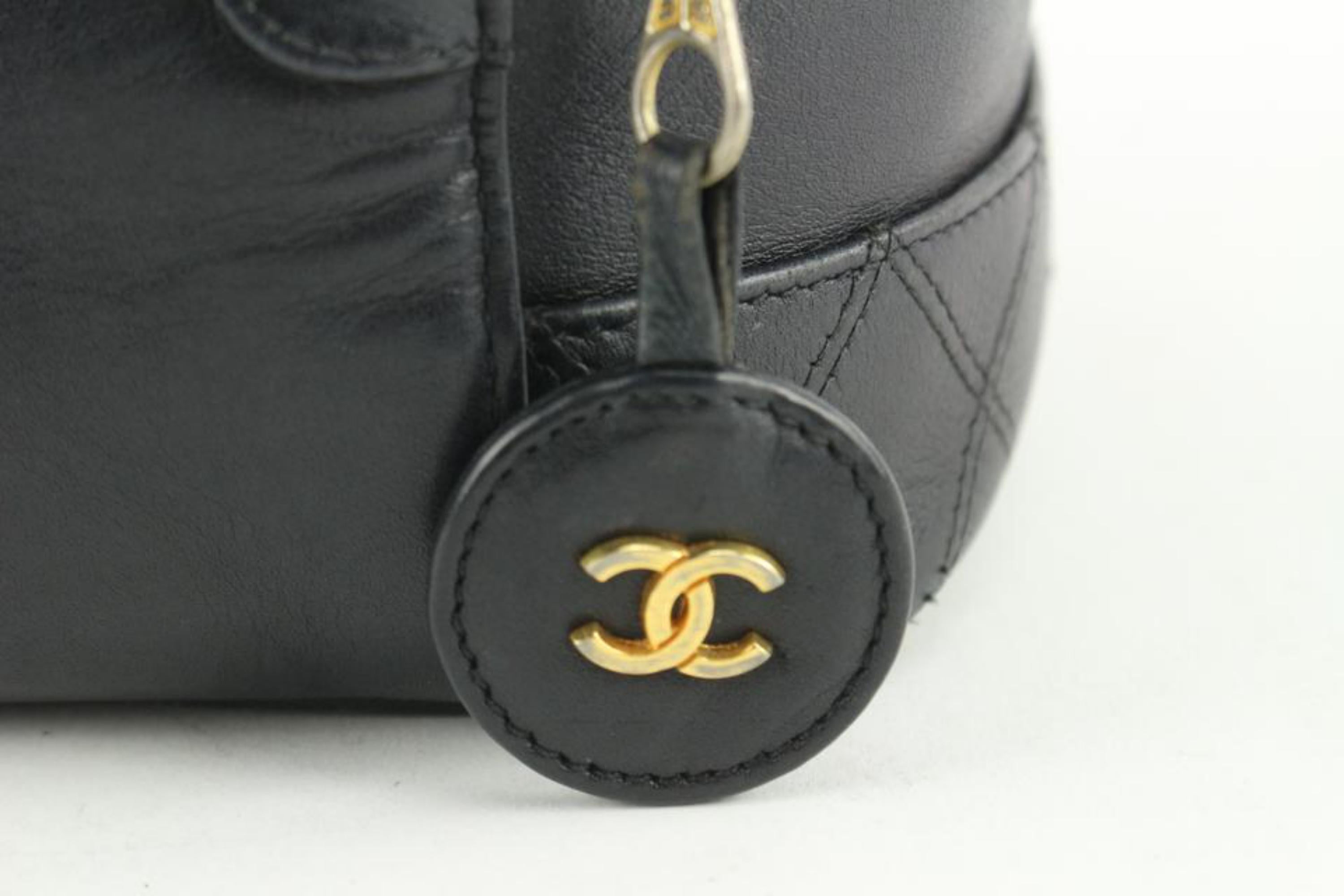 Chanel Black Quilted Lambskin Leather Vanity Case Make Up Pouch 1230c50 For Sale 1