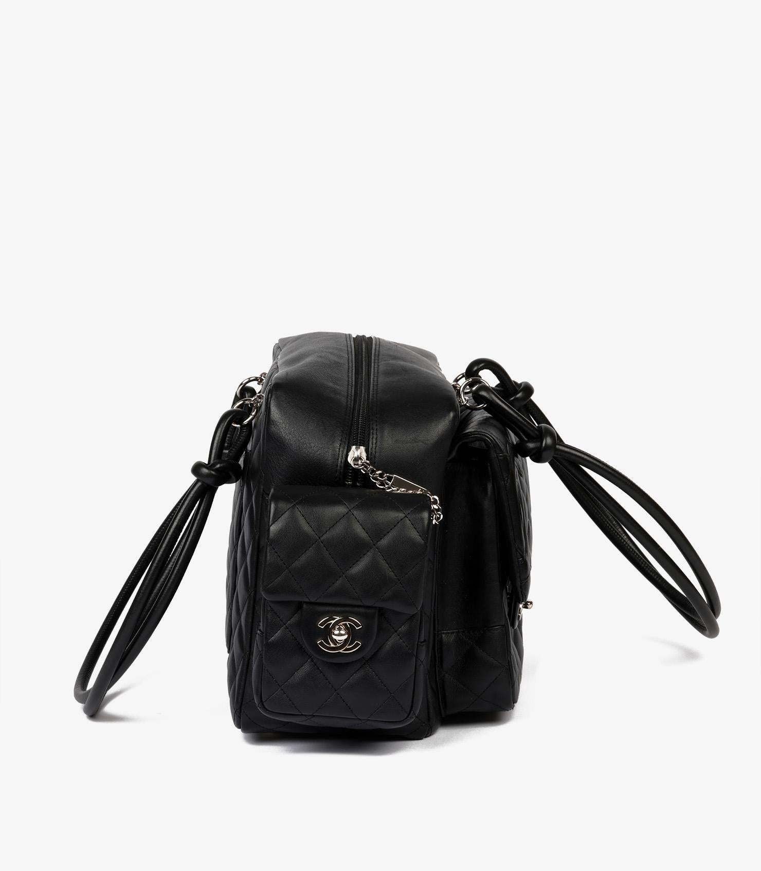Women's or Men's Chanel Black Quilted Lambskin Leather Vintage Cambon Reporter