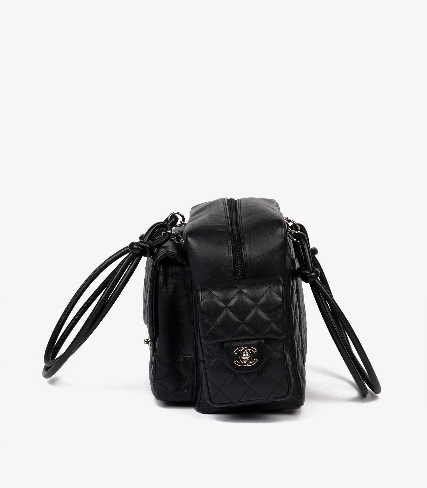 Chanel Black Quilted Lambskin Leather Vintage Cambon Reporter 1