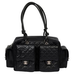 Chanel Black Quilted Lambskin Leather Vintage Cambon Reporter