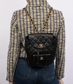 Chanel Black Quilted Lambskin Leather Vintage Classic Duma Backpack