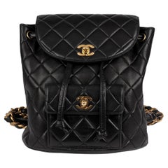 Chanel Black Quilted Lambskin Leather Vintage Classic Duma Backpack
