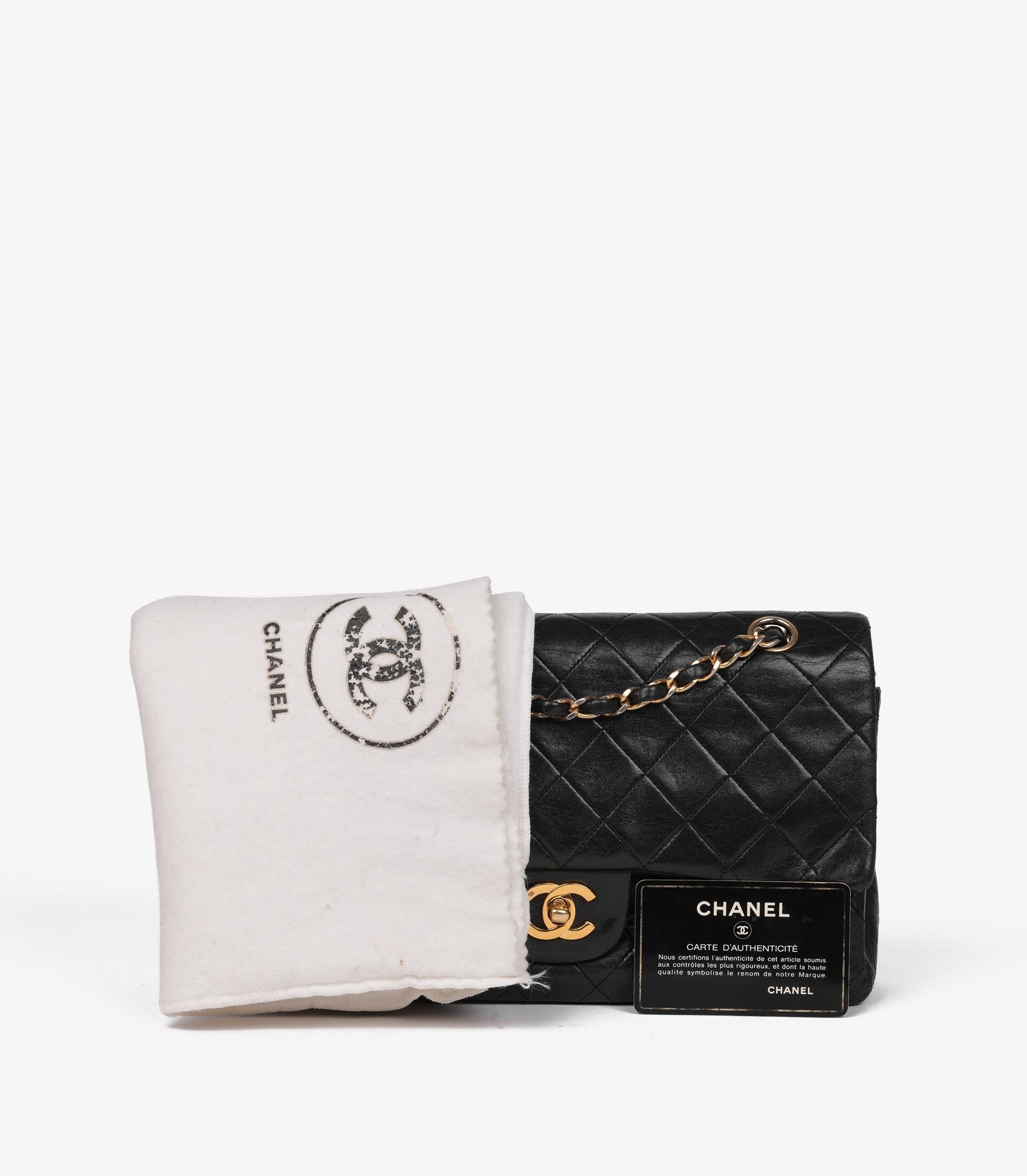 Chanel Black Quilted Lambskin Leather Vintage Medium Classic Double Flap Bag For Sale 7