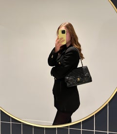 Chanel Black Quilted Lambskin Leather Vintage Medium Classic Double Flap Bag