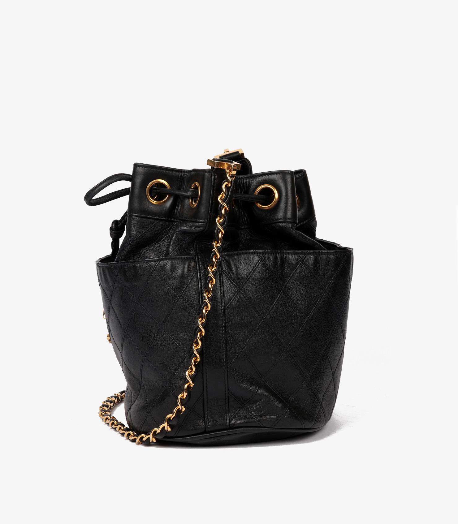 Chanel Black Quilted Lambskin Leather Vintage Small Classic Bucket Bag 1