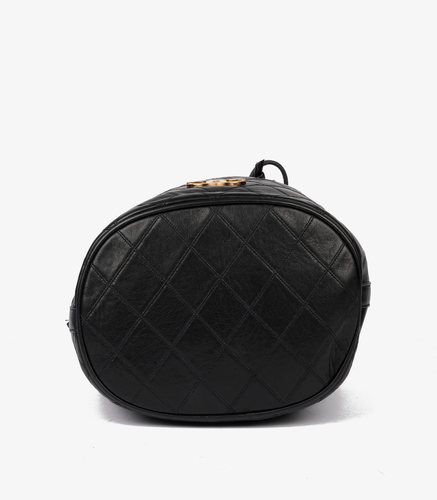 Chanel Black Quilted Lambskin Leather Vintage Small Classic Bucket Bag 3