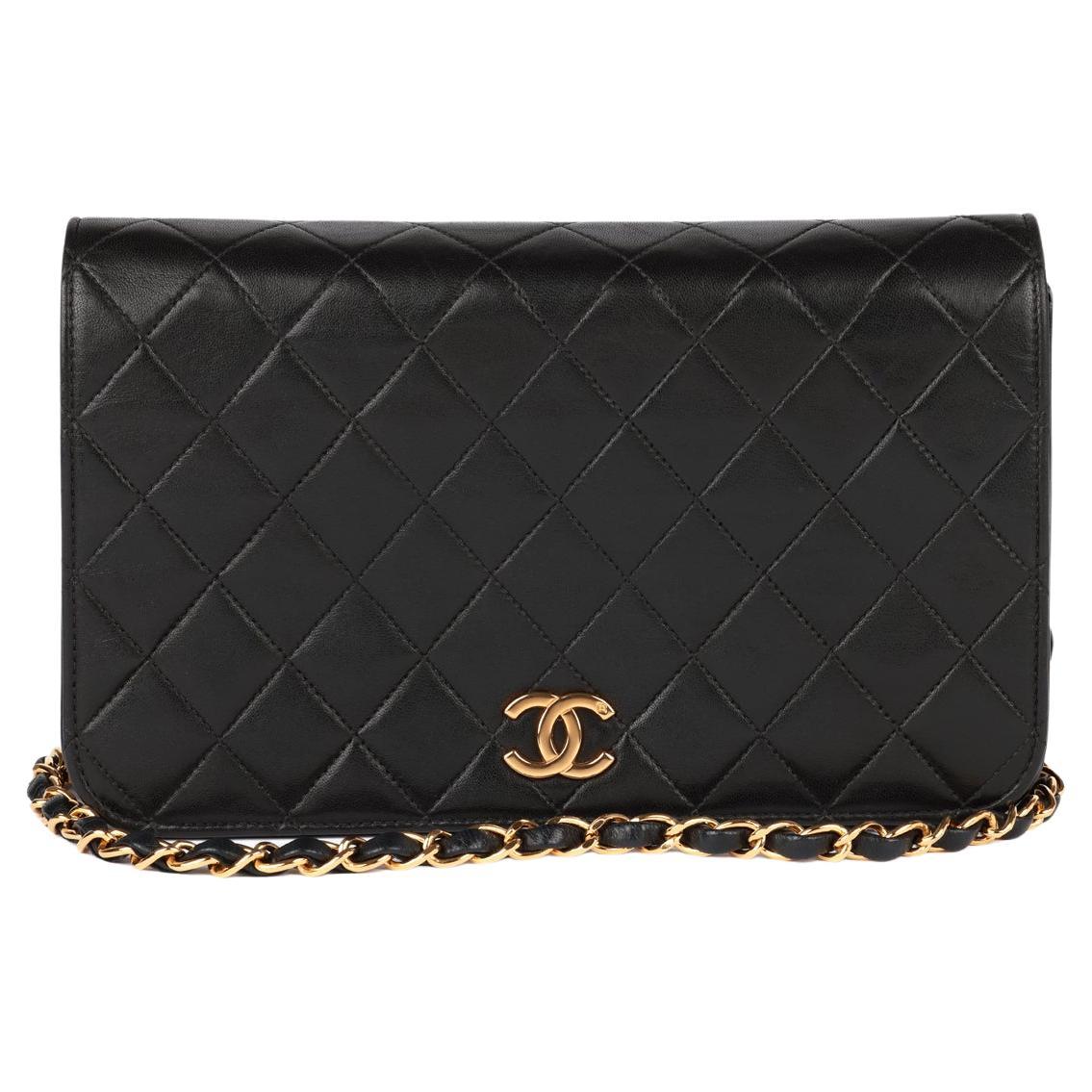 Chanel Black Quilted Lambskin Leather Vintage Small Classic Single Flap Bag