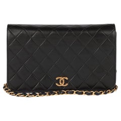 Chanel Black Quilted Lambskin Leather Vintage Small Classic Single Flap Bag