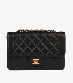 Chanel Black Quilted Lambskin Leather Vintage Small Classic Single Flap Bag