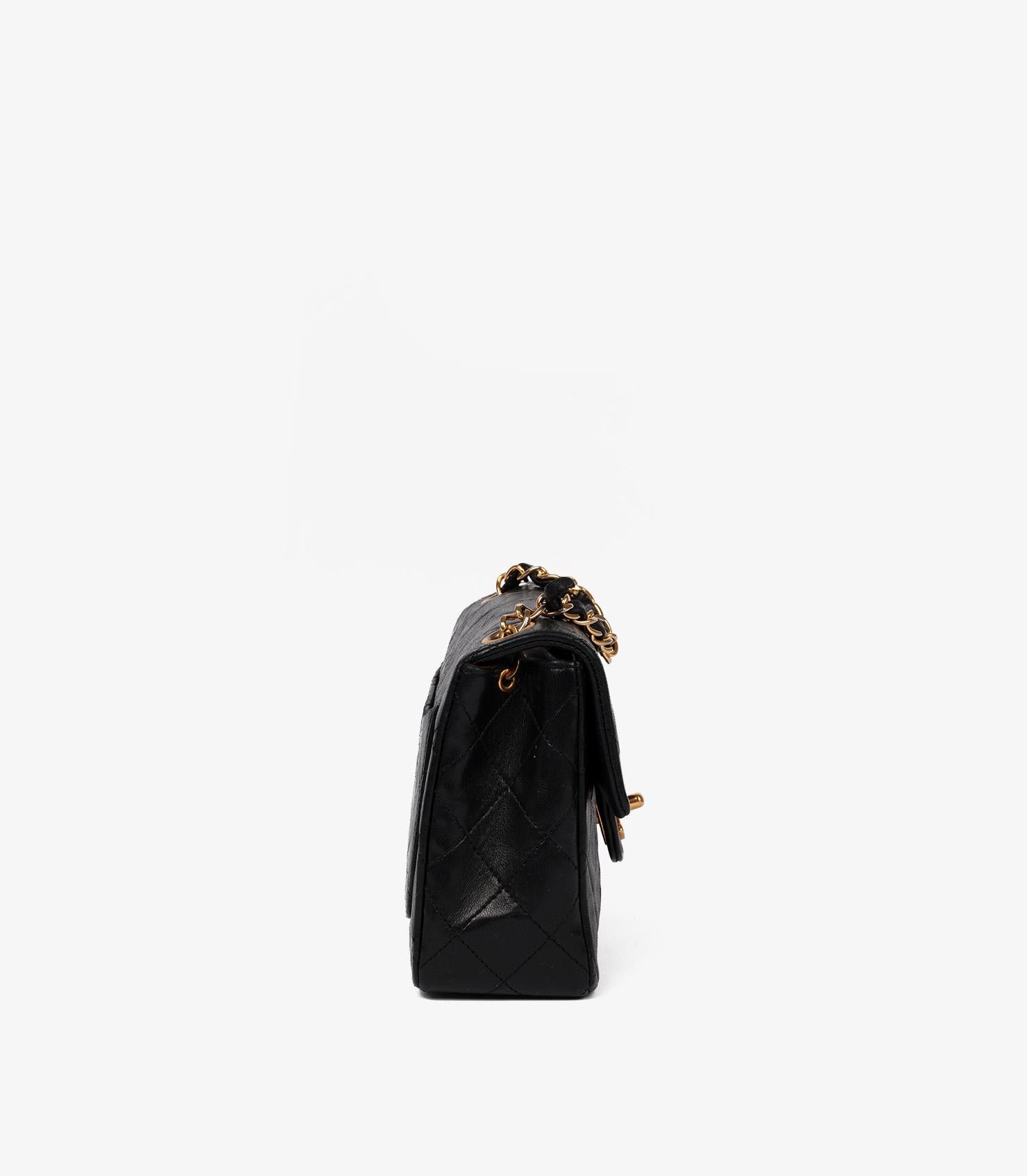 Chanel Black Quilted Lambskin Leather Vintage Square Mini Flap Bag In Excellent Condition For Sale In Bishop's Stortford, Hertfordshire
