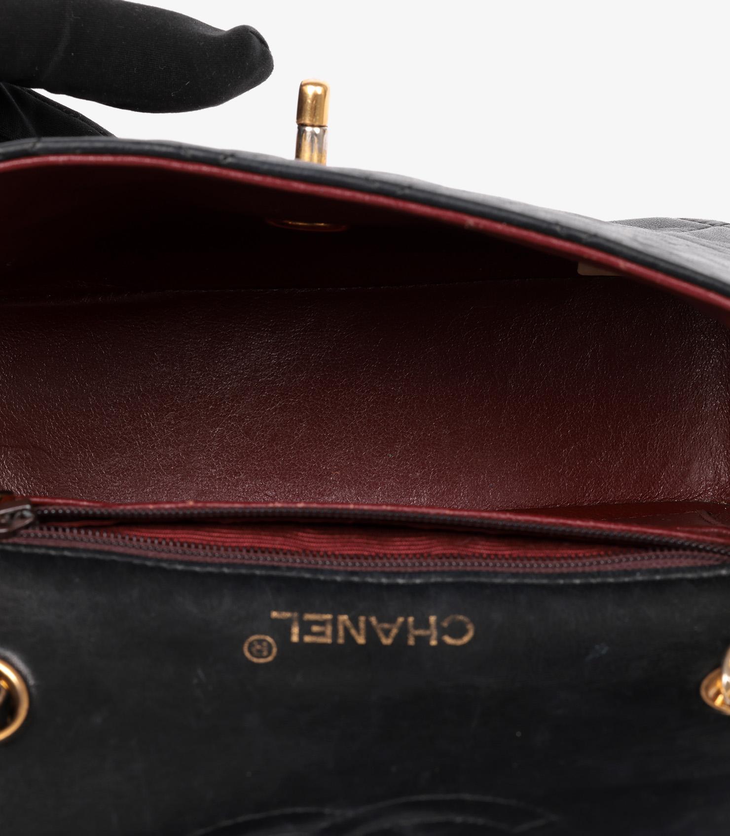 Chanel Black Quilted Lambskin Leather Vintage Square Mini Flap Bag For Sale 5