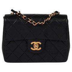Chanel Black Quilted Lambskin Leather Vintage Square Mini Flap Bag