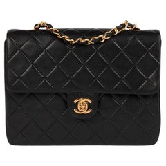 Chanel Black Quilted Lambskin Leather Vintage Square Mini Flap Bag