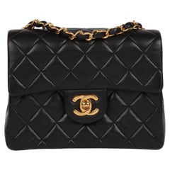 Chanel Black Quilted Lambskin Leather Vintage Square Mini Flap Bag