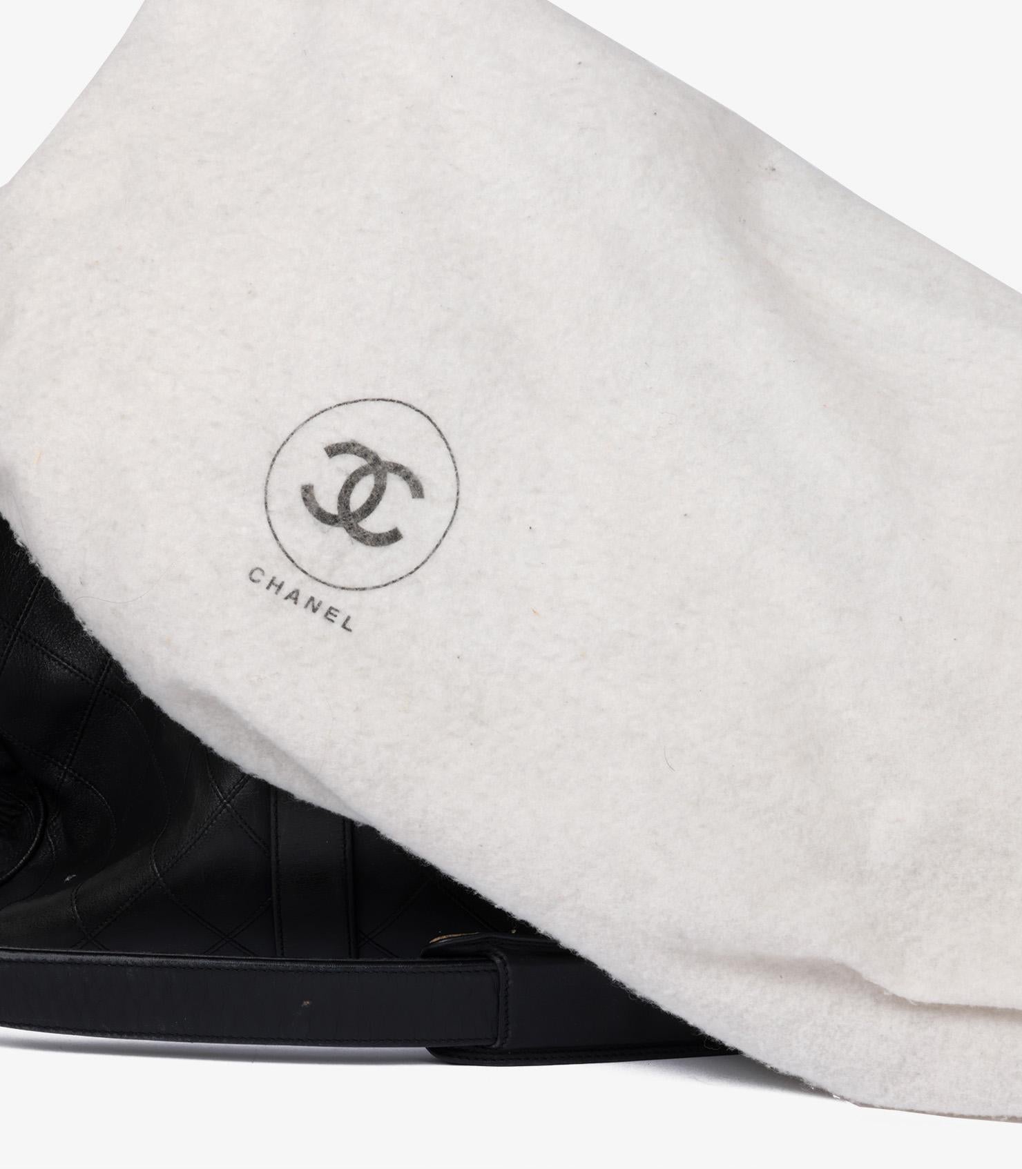 Chanel Black Quilted Lambskin Leather Vintage Timeless Boston 50 For Sale 6
