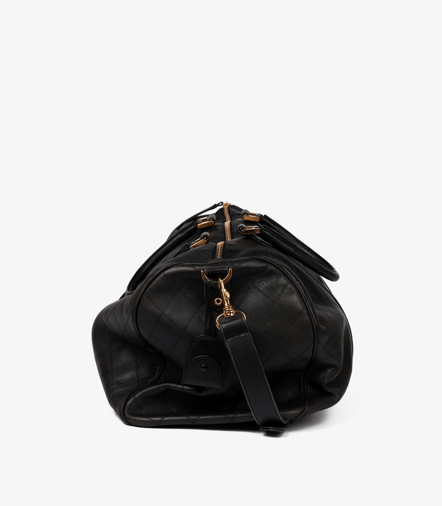 Chanel Black Quilted Lambskin Leather Vintage Timeless Boston 50 In Excellent Condition For Sale In Bishop's Stortford, Hertfordshire