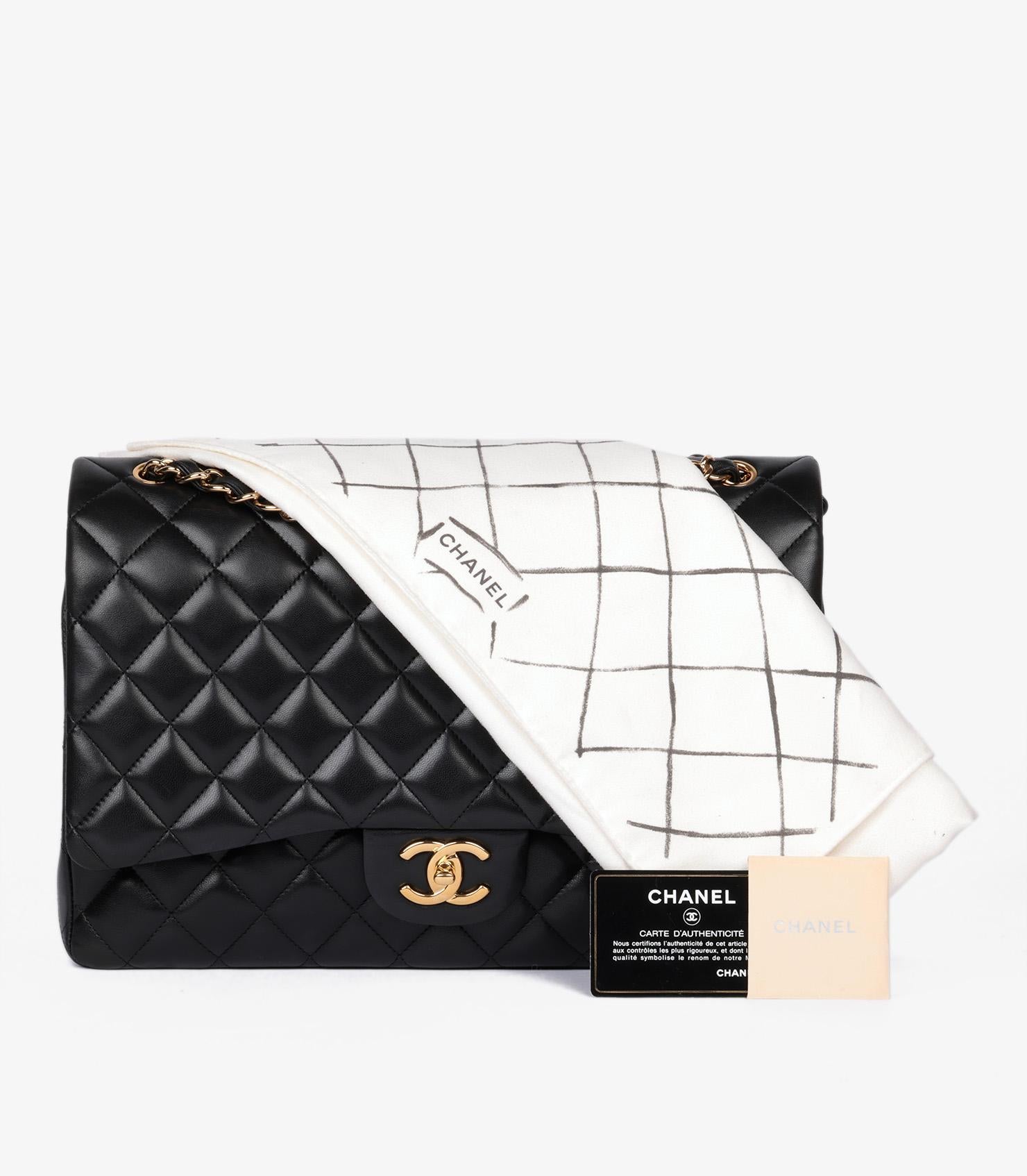 Chanel Black Quilted Lambskin Maxi Classic Double Flap Bag 10