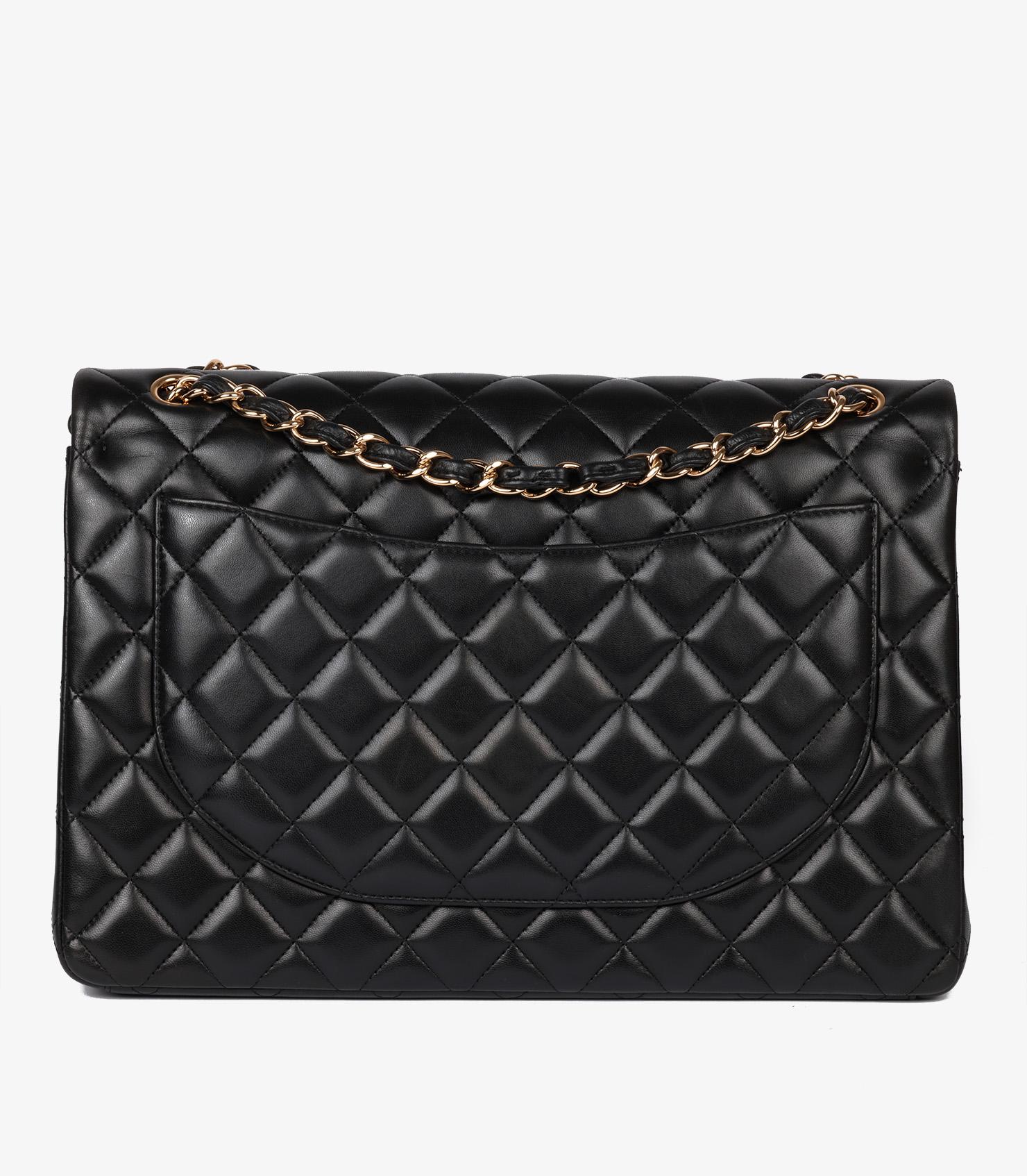 Chanel Black Quilted Lambskin Maxi Classic Double Flap Bag 2