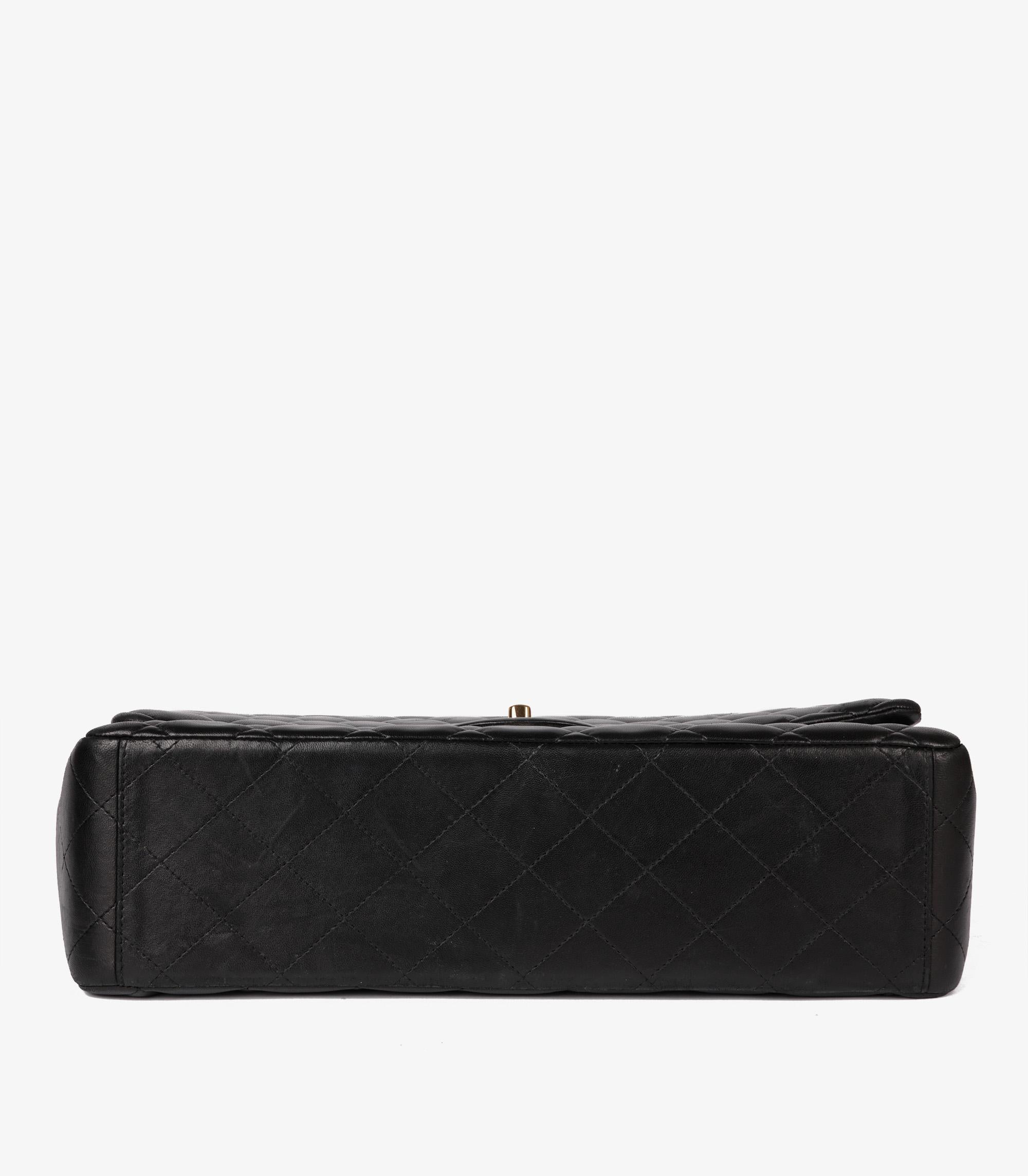 Chanel Black Quilted Lambskin Maxi Classic Double Flap Bag For Sale 2