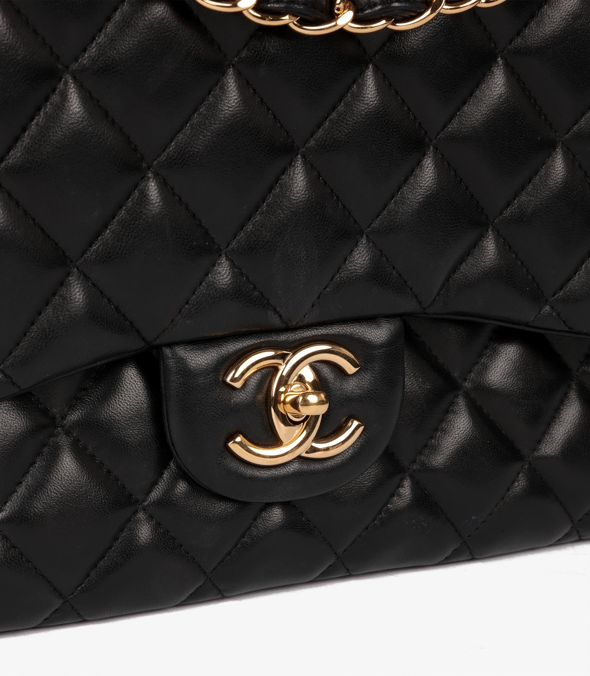 Chanel Black Quilted Lambskin Maxi Classic Double Flap Bag For Sale 3