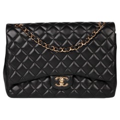 Used Chanel Black Quilted Lambskin Maxi Classic Double Flap Bag