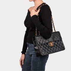 CHANEL Black Quilted Lambskin Maxi Jumbo XL Classic Single Flap Bag
