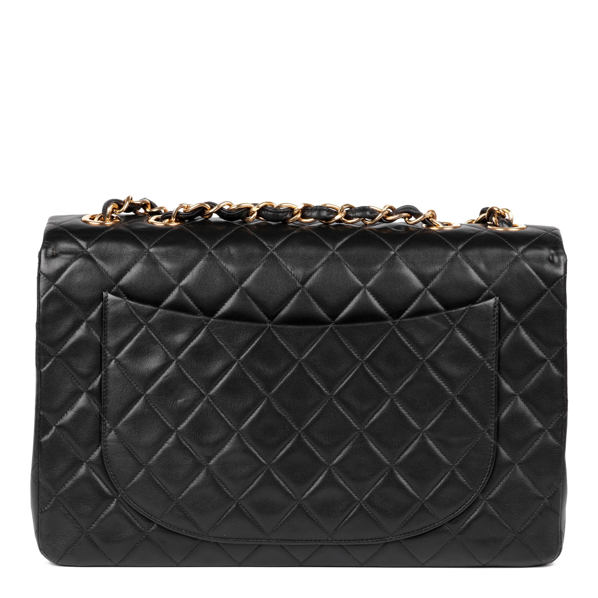 CHANEL Black Quilted Lambskin Maxi Jumbo XL Classic Single Flap Bag In Excellent Condition In Bishop's Stortford, Hertfordshire