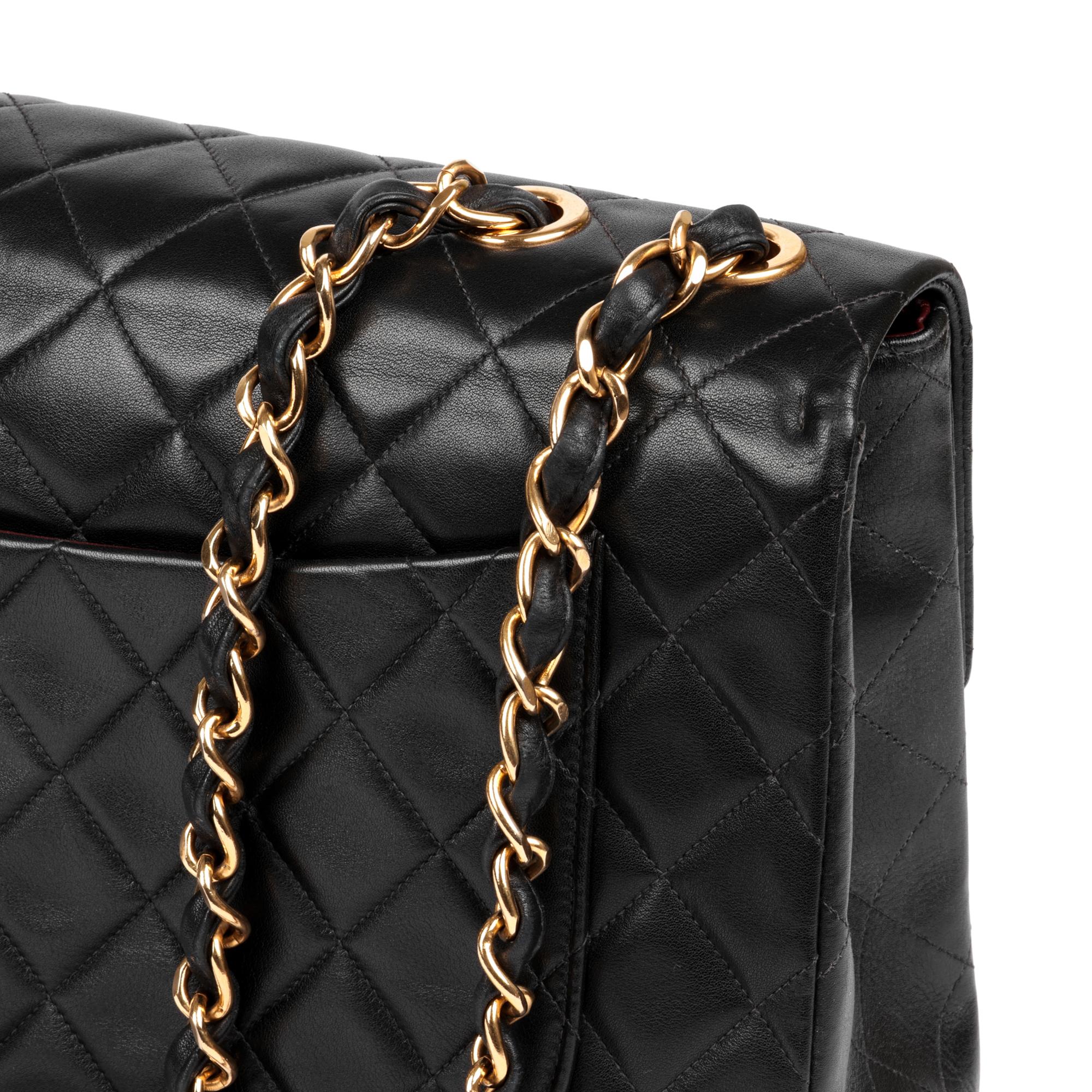 CHANEL Black Quilted Lambskin Maxi Jumbo XL Classic Single Flap Bag 2