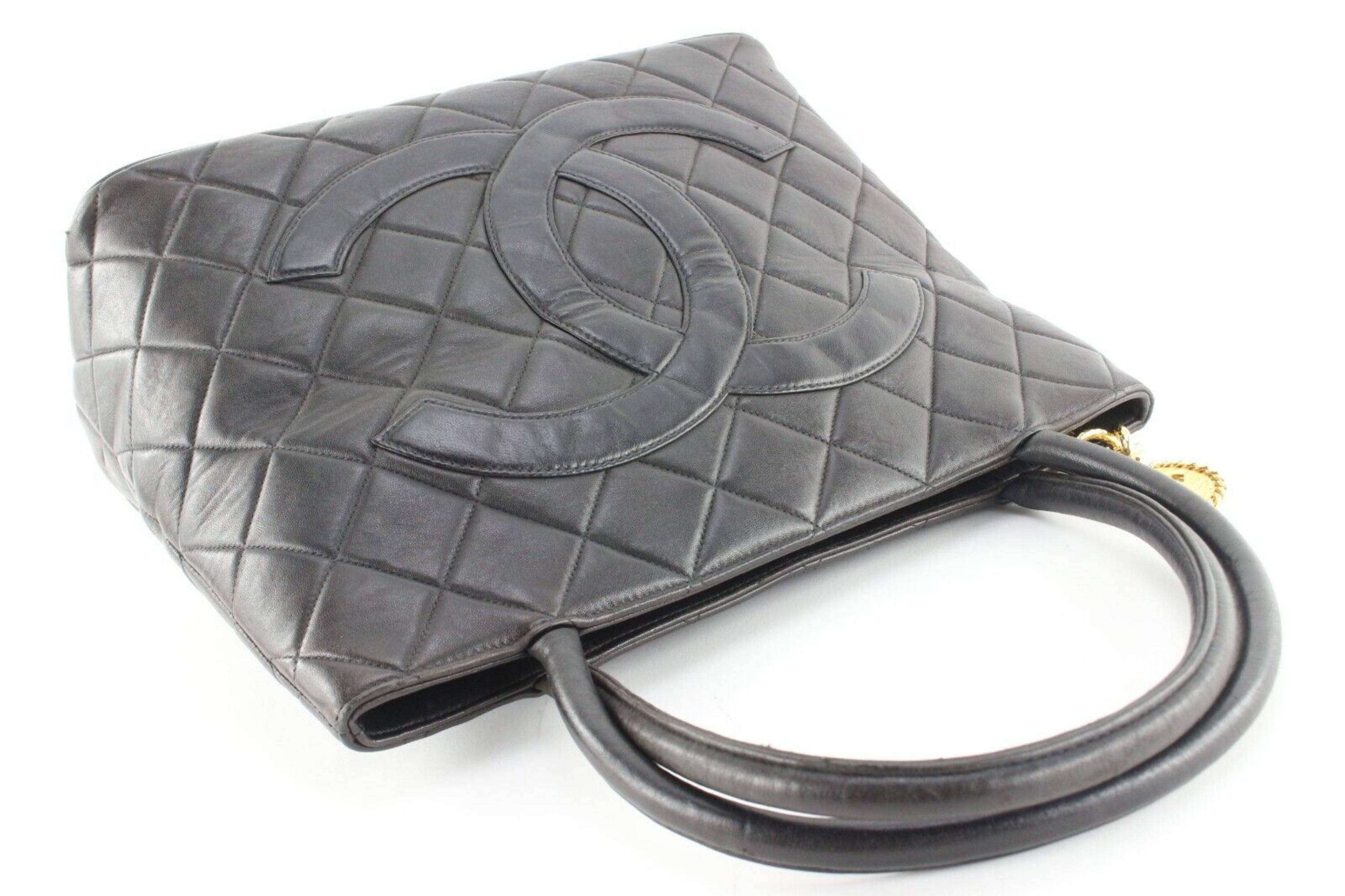 Chanel Black Quilted Lambskin Medallion Tote GHW 2C0424 6
