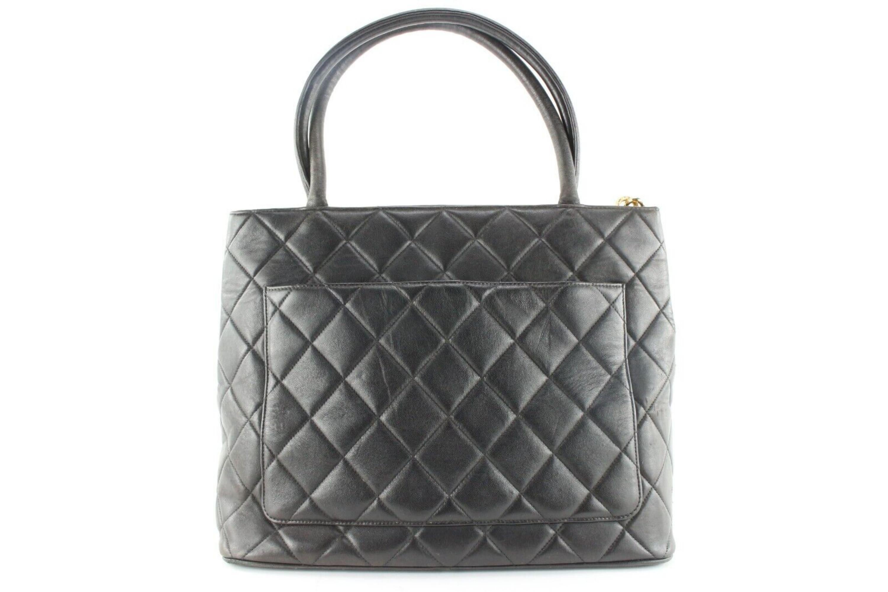 Women's Chanel Black Quilted Lambskin Medallion Tote GHW 2C0424