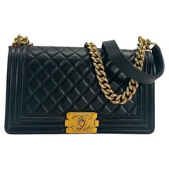 Chanel Black Quilted Lambskin Medium Boy Bag