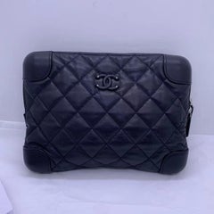 Chanel Black Quilted Lambskin Medium CC Classic Trunk Case Clutch