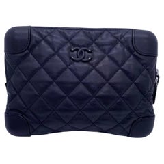 Chanel Black Quilted Lambskin Medium CC Classic Trunk Case Clutch