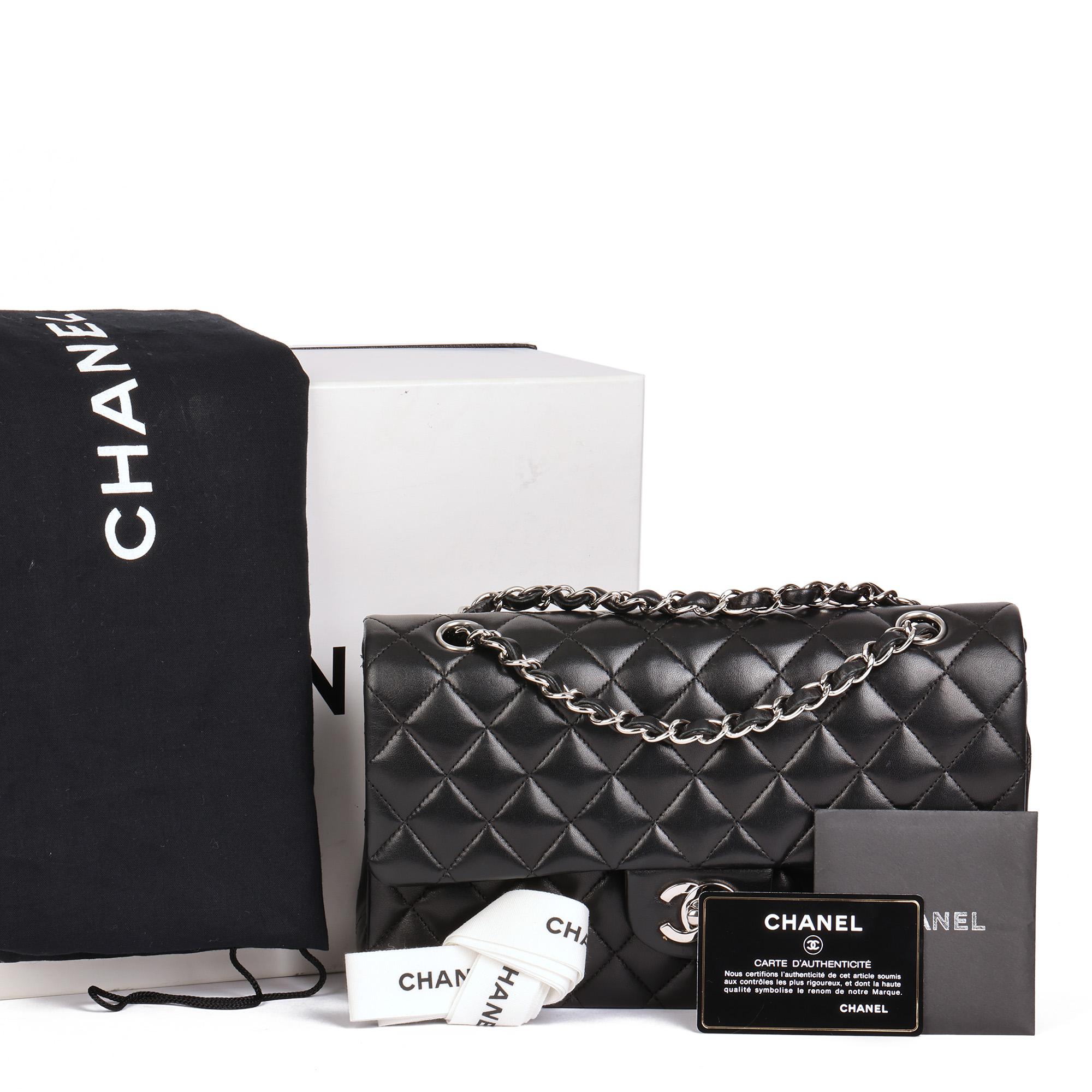 CHANEL Black Quilted Lambskin Medium Classic Double Flap Bag 8