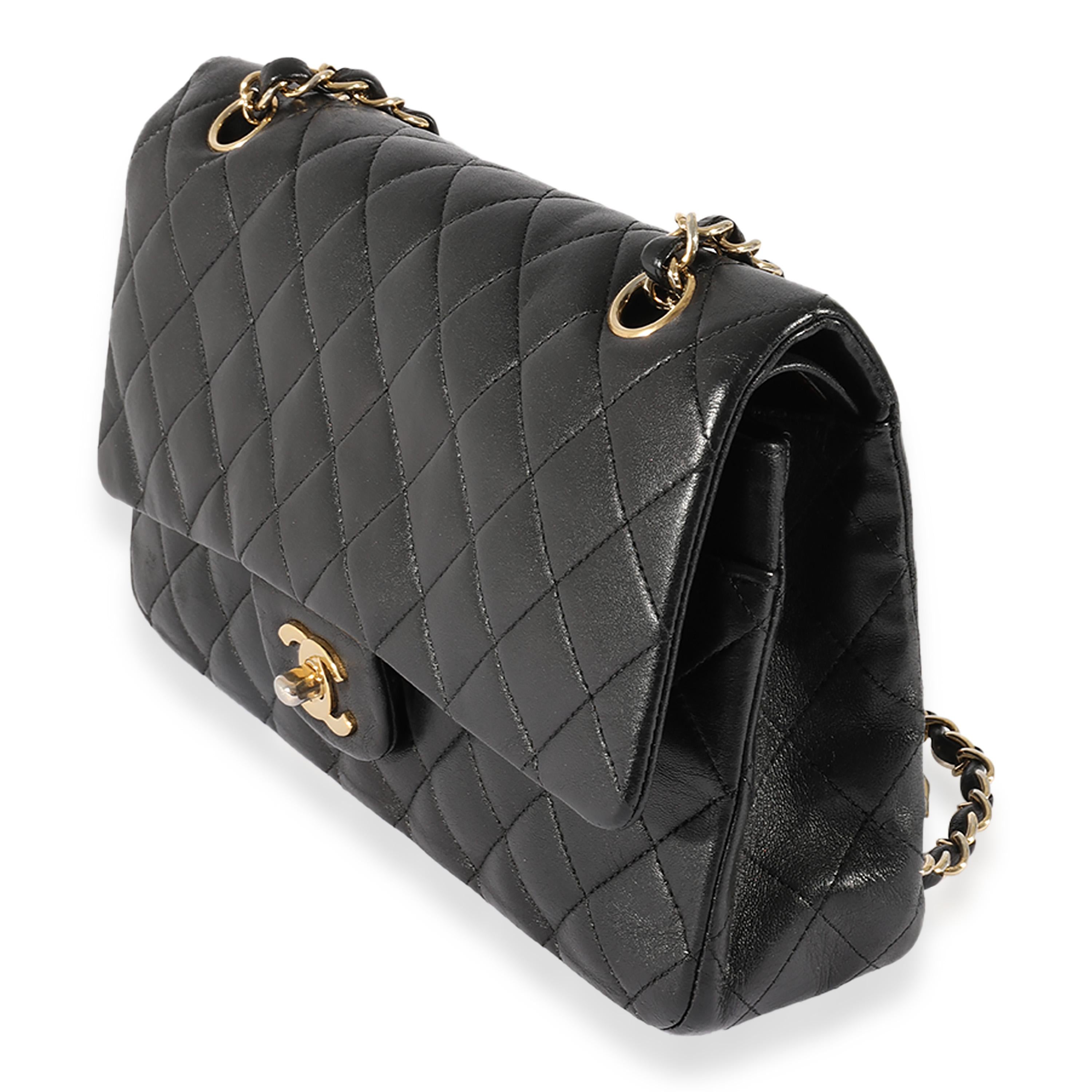 Women's Chanel Black Quilted Lambskin Medium Classic Double Flap Bag For Sale