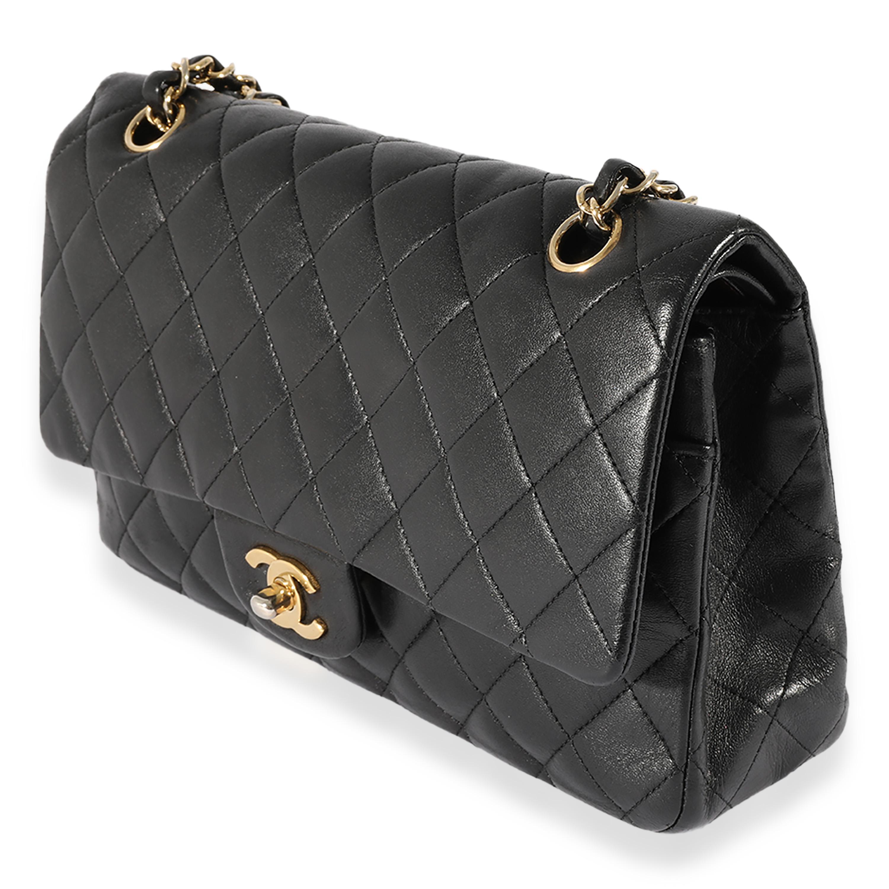 Chanel Black Quilted Lambskin Medium Classic Double Flap Bag For Sale 1
