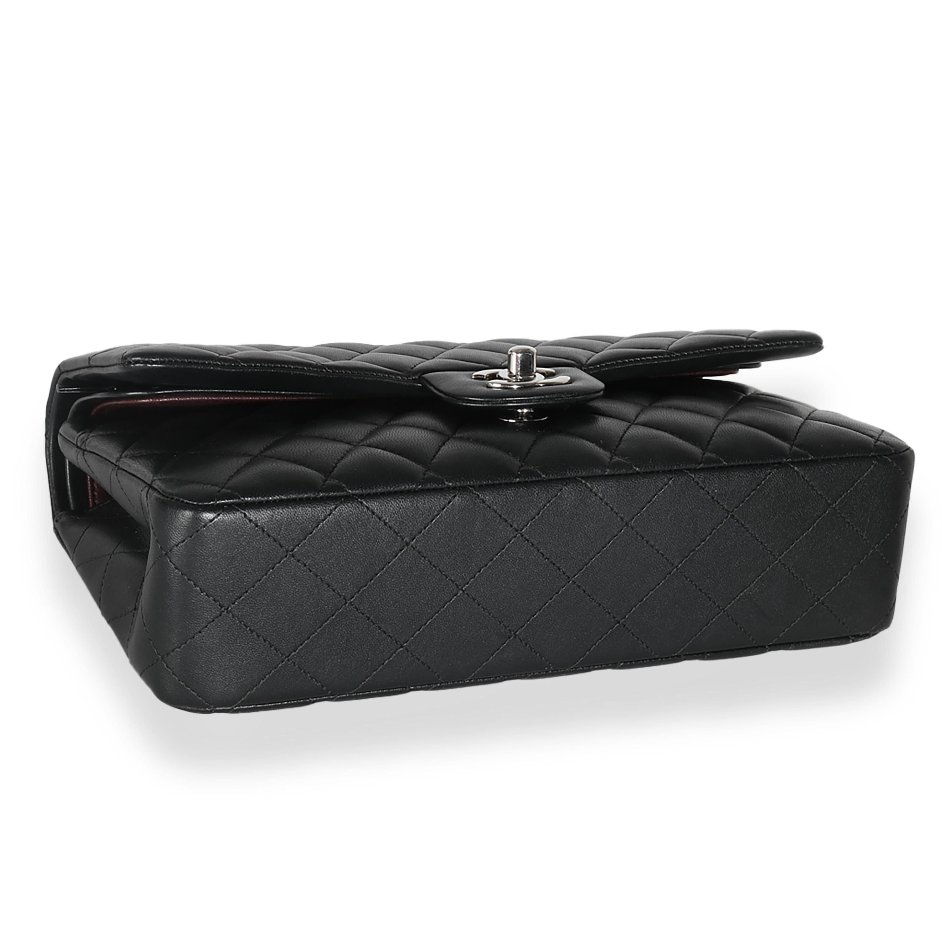 Chanel Black Quilted Lambskin Medium Classic Double Flap Bag For Sale 3