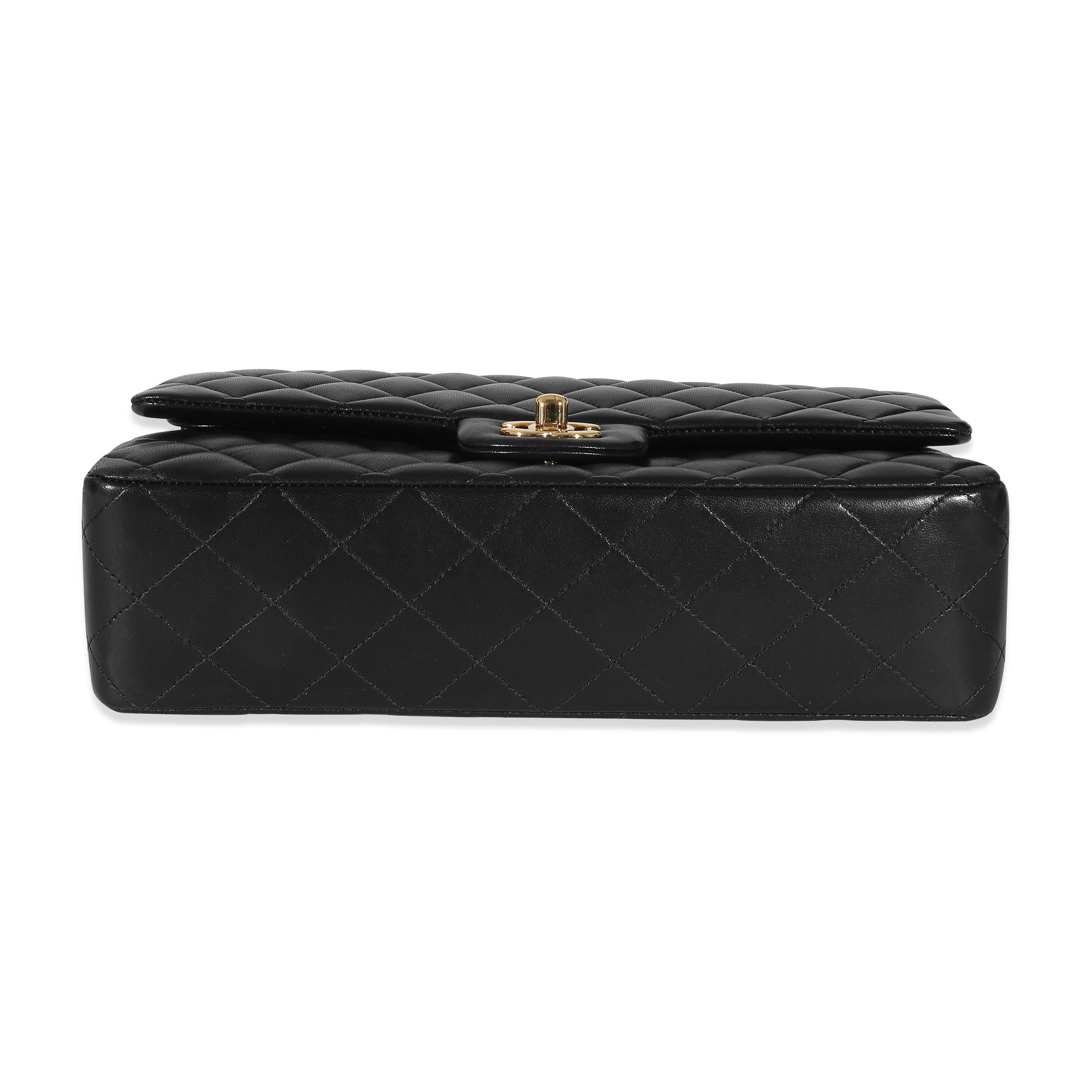 Chanel Black Quilted Lambskin Medium Classic Double Flap Bag For Sale 3