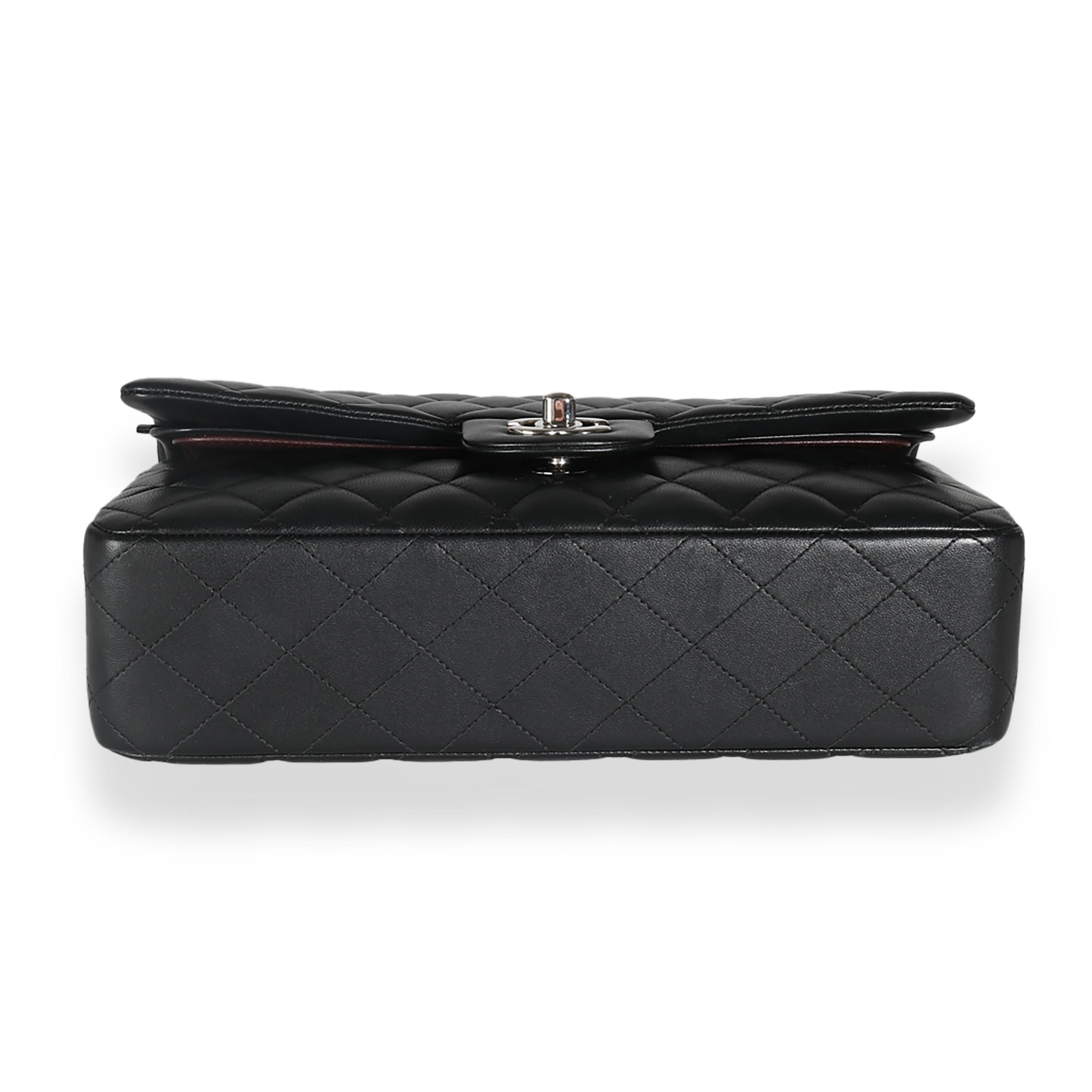 Chanel Black Quilted Lambskin Medium Classic Double Flap Bag For Sale 4