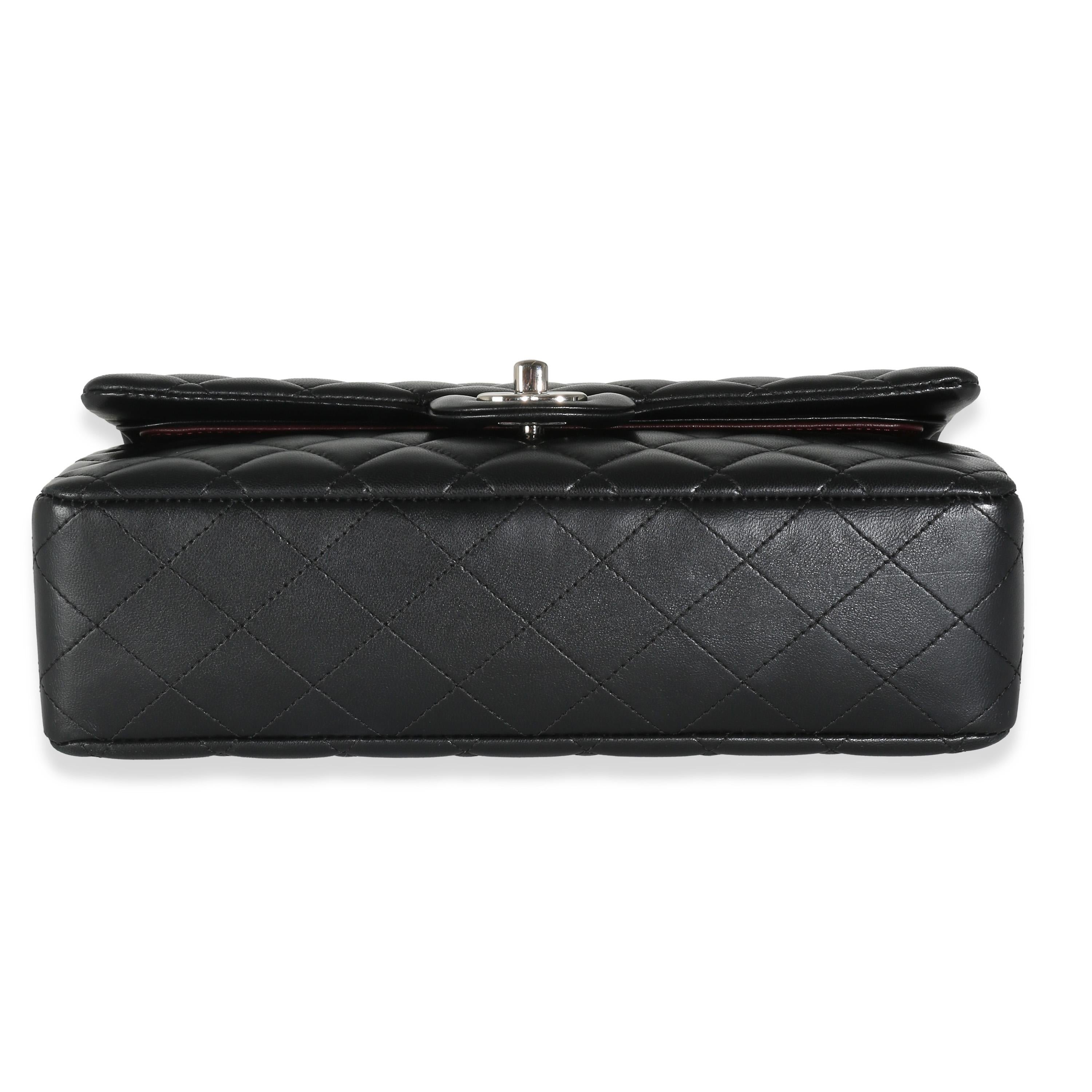 Chanel Black Quilted Lambskin Medium Classic Double Flap Bag For Sale 4