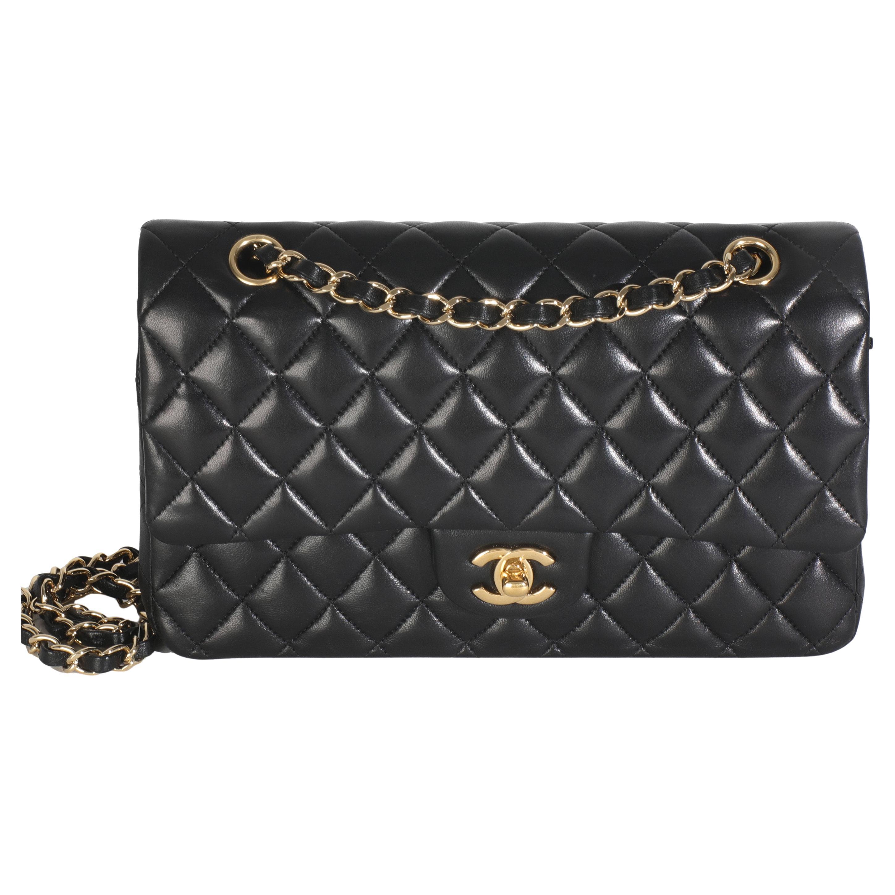 Chanel Black Quilted Lambskin Medium Classic Double Flap Bag
