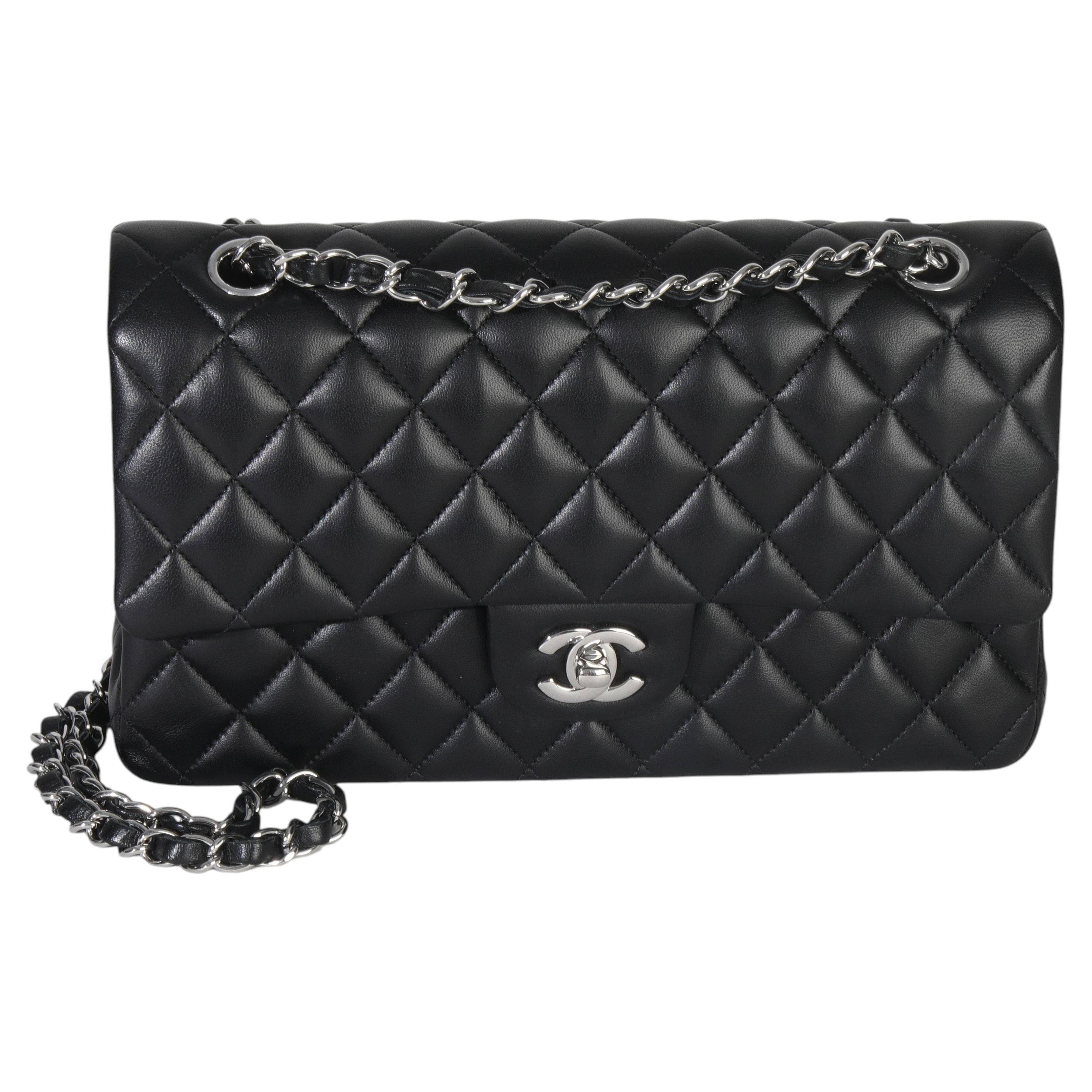 Chanel Black Quilted Lambskin Medium Classic Double Flap Bag