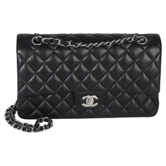 Chanel Black Quilted Lambskin Medium Classic Double Flap Bag