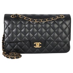 Chanel Black Quilted Lambskin Medium Classic Double Flap Bag
