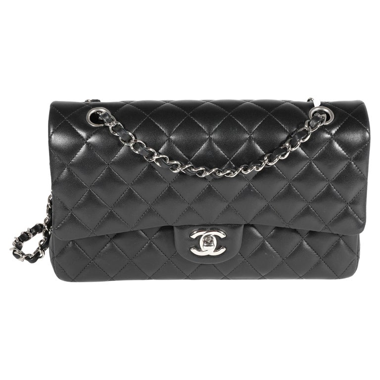 Chanel Lambskin Quilted Medium Double Flap Black - 69 For Sale on 1stDibs
