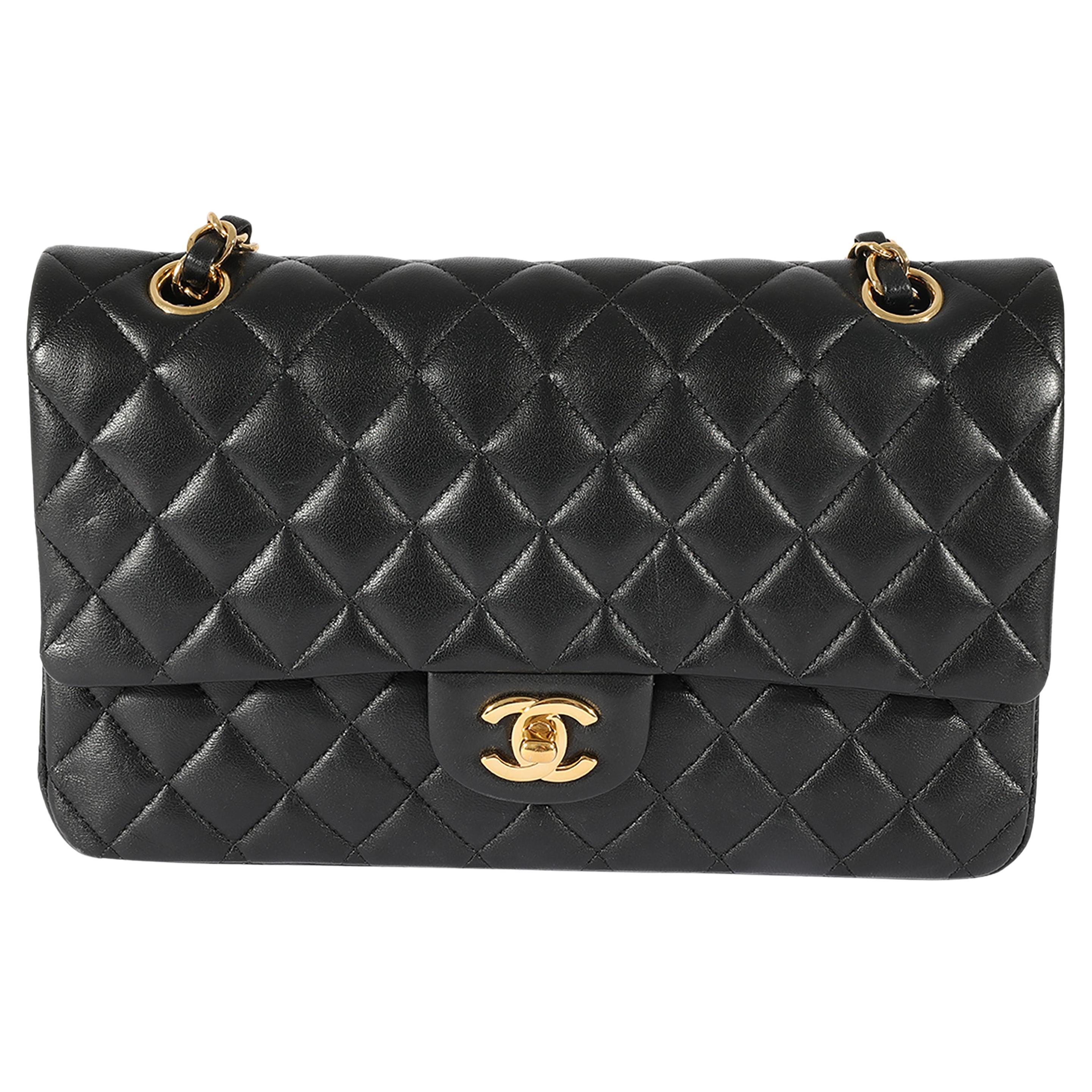 Chanel Black Quilted Lambskin Medium Classic Double Flap Bag