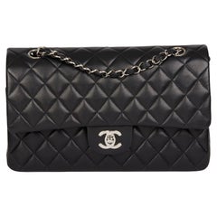 CHANEL Black Quilted Lambskin Medium Classic Double Flap Bag