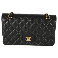Chanel Nero Trapuntato Pelle d'Agnello Medio Classico Doppia Patta